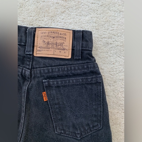 Vintage Little Levi’s Size 5 Slim Black 550 Relaxed Fit Orange Tab Denim Jeans - Picture 6 of 6